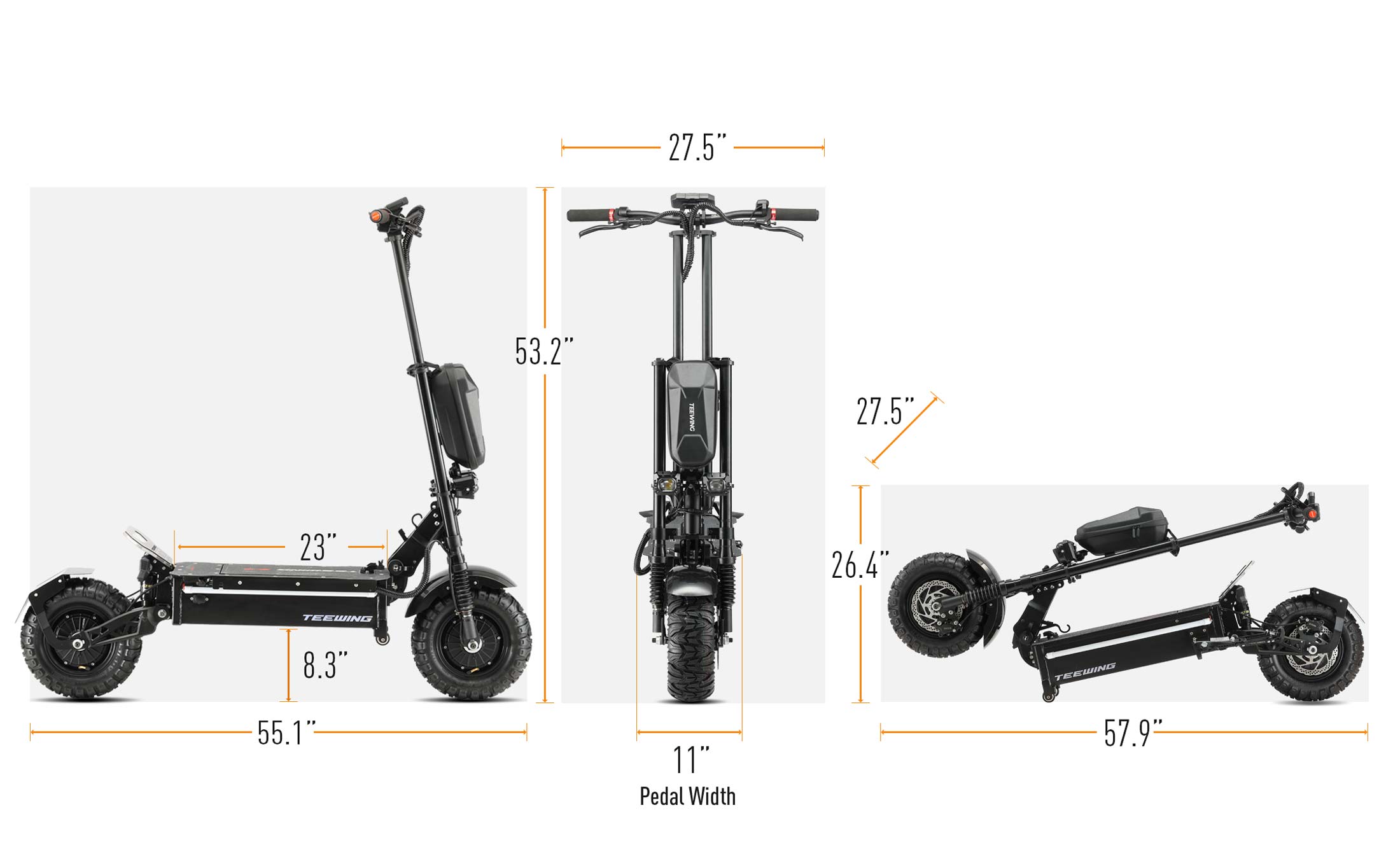 Geometry of Teewing Z4 Pro 8000W Electric Scooter