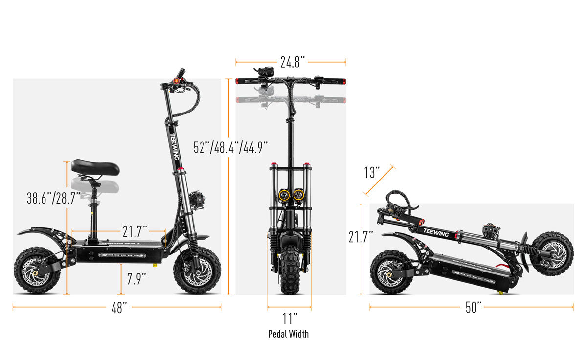 Geometry of Teewing X5 6000W Dual Motor Fastest Electric Scooter