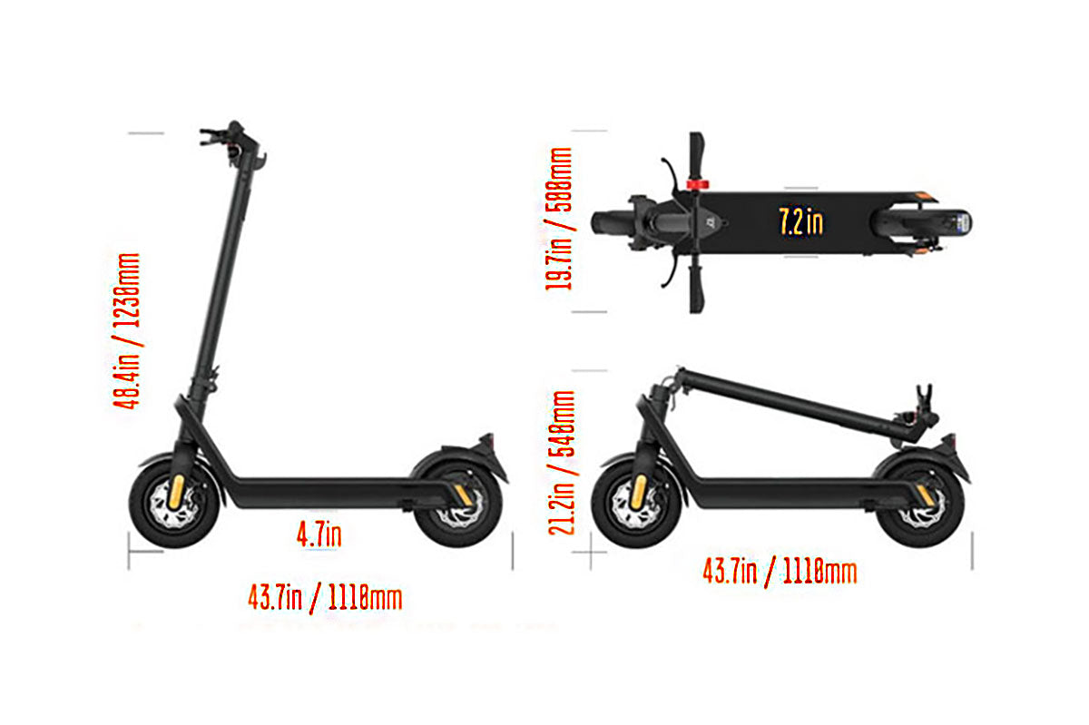 Geometry of Teewing X9-adult-electric scooter-size